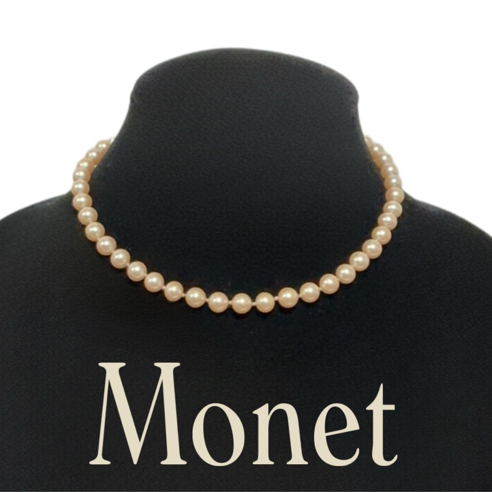 MONET Single Strand Artificial Pearls with Push-In Rounded Clasp